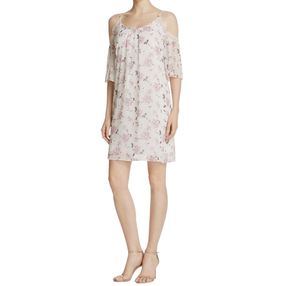 Soprano Women’s Floral Cold-Shoulder Dress in White | Size XS
